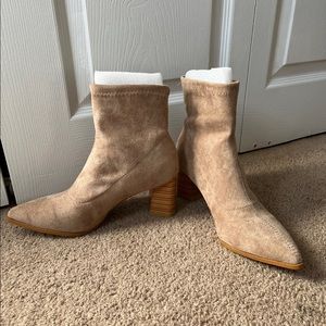 NEW Tan Suede Sock Heeled Boots 39